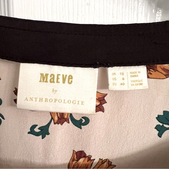 Anthropologie Maeve Silk Floral Top Size 8 - Picture 5 of 7